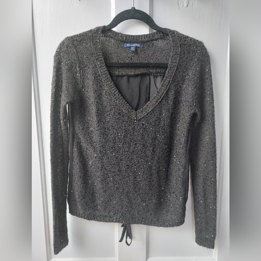 Sparkly V-neck Knit Sweater by American Eagle Outfitters, Size XL